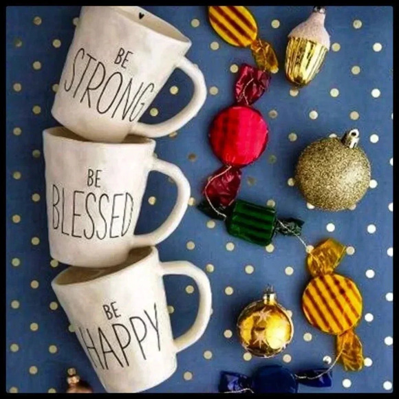 Natural Life Artisan BE HAPPY Cottagecore Bohemian Ceramic Mug NEW - Picture 3 of 9